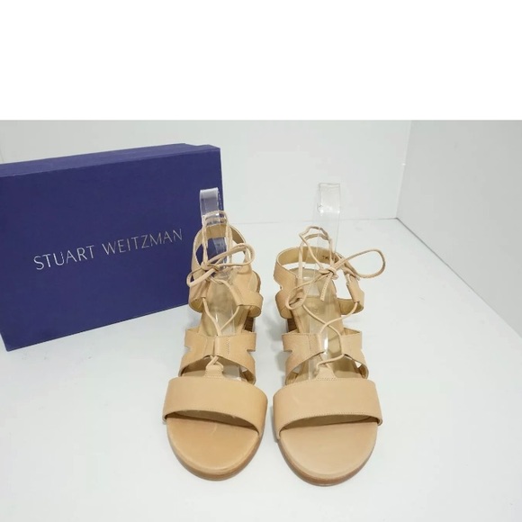 Stuart Weitzman Beige Leather High Heels Sandals - Picture 6 of 8